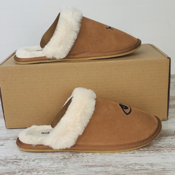 Soludos SZ 6 Wink Cozy Slippers Genuine Tan Suede Leather NEW IN BOX - Picture 5 of 7